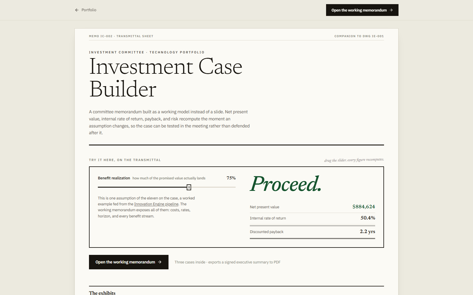 Technology investment case builder preview - Preview 2